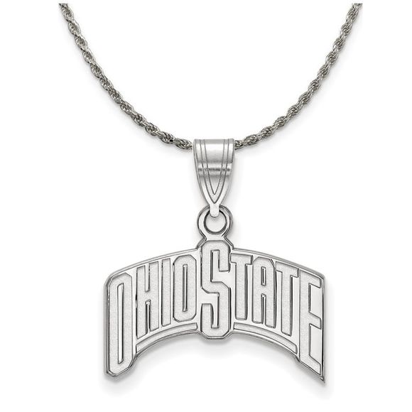 Sterling Silver Ohio State Buckeyes Lg Logo Necklace - 24 Inch